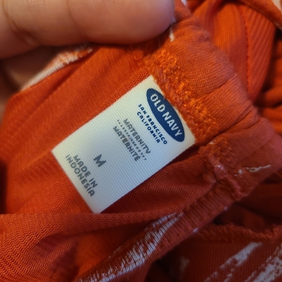 Old Navy Orange White Floral Halter Neck Stretchy Maxi Dress Maternity Medium. - Picture 3 of 4